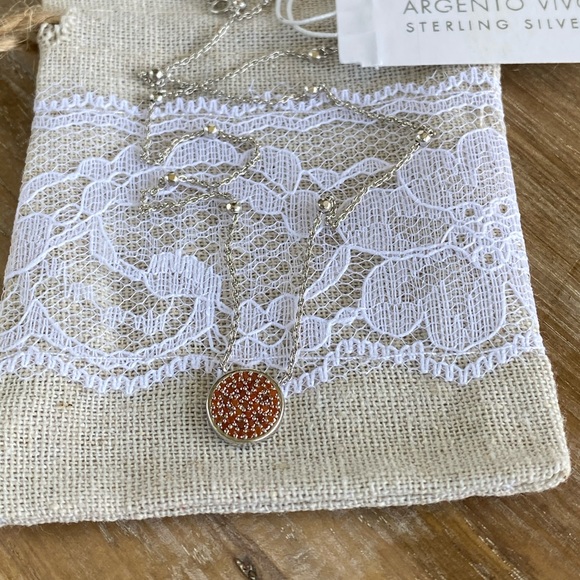 Argento Vivo Coral Pave Disc Pendant Necklace ☀️ - Picture 12 of 12